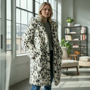 NEW! Lynx Print Faux Fur Coat